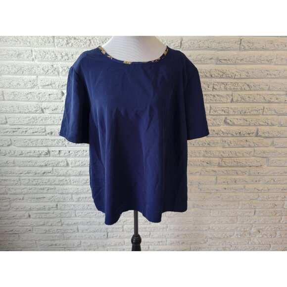Susan Graver QVC Womens Top 2X Plus Tee Blue Pullover Polyester Career BLU147E - Picture 1 of 7